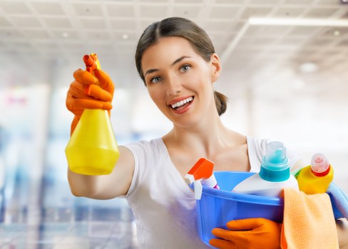 Cleaning a modern office kitchen and shared workspace