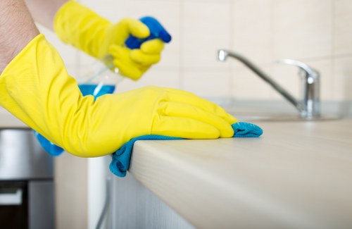 Close-up of a domestic oven being cleaned during a service visit